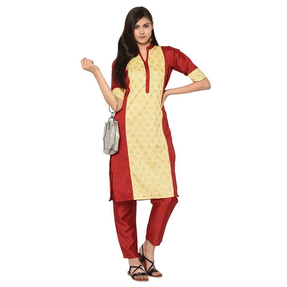 ZIYAAWomen's Yellow Color Straight Foil Print Kurta (ZIKUPS2485)