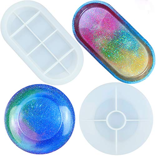 2PCS Silicone Resin Molds, Jewelry Soap Dish Resin Molds Epoxy Resin Tray Molds for DIY Jewelry Tray, Ring Holders, Soap Dish, Home Decoration