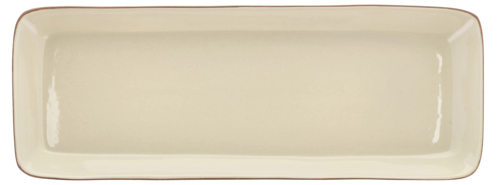 BITZ Servierplatte, Rechteckige Platte/Schale aus Steinzeug/Keramik, Servierteller Rechteckig, 38 x 14 x 3,5 cm, Wood/Sand (Beige)