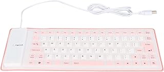 折りたたみ式シリコンキーボードミュートボタン軽量ポータブルソフト快適な旅行者用シリコンキーボード (ピンク)