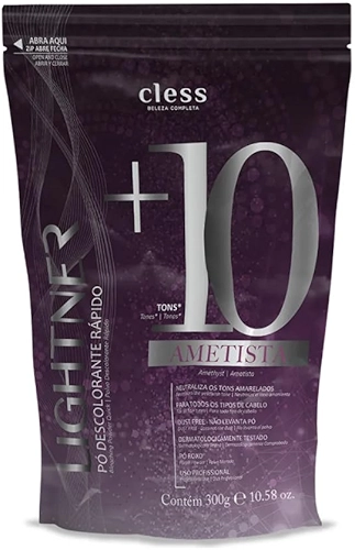 Pó Descolorante Lightner Ametista Clareia Até 10 Tons Com Pigmento Neutralizador Redução de Frizz Proteção e Hidratação Aroma Suave Para Todos os Tipos de Cabelo Embalagem 300g