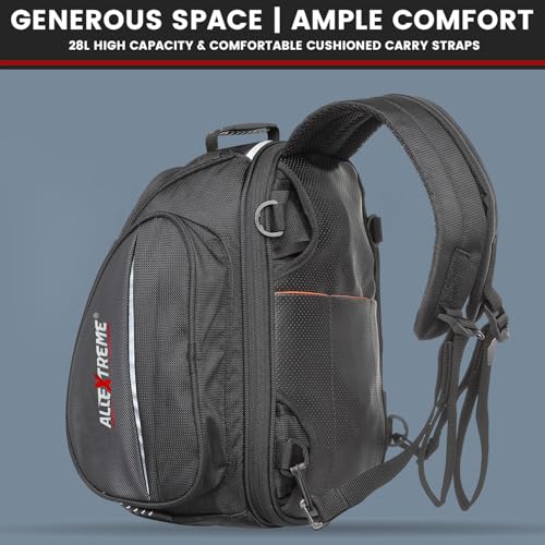 Image of Allextreme Magnetic Tank Bag for Bike Universal Fit Motorcycle Storage with Rain Cover, Strong Magnets & Multi-Pocket Design Travel Riding Gear for Daily Commute, Touring & Camping (28L, Black)