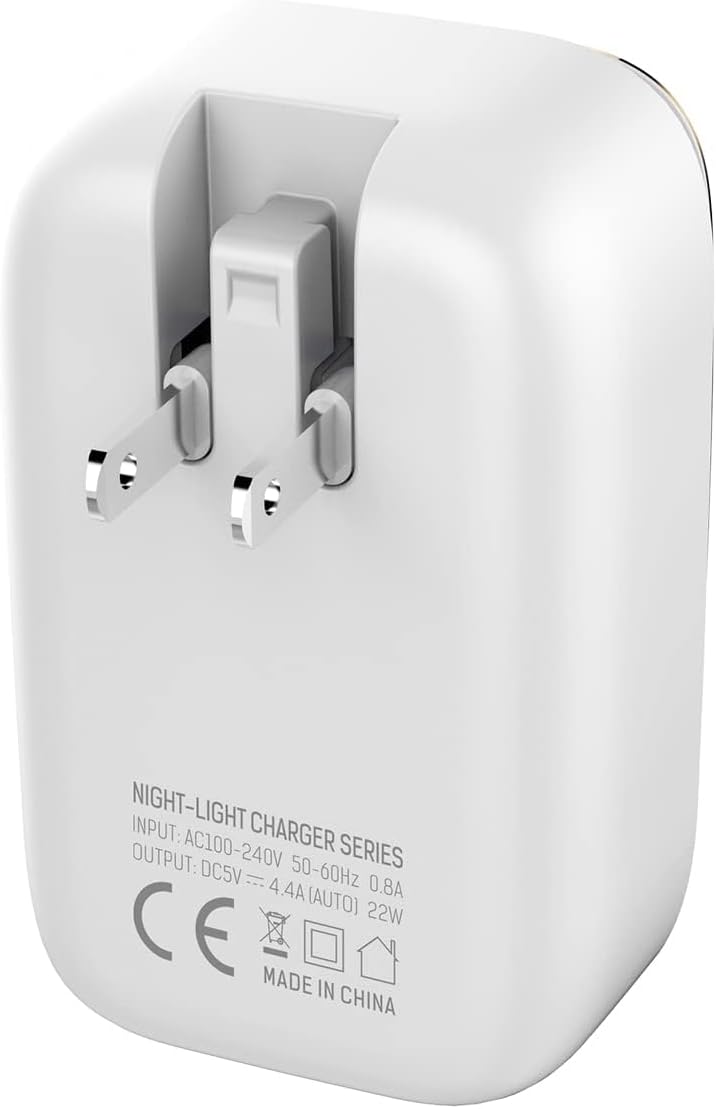 Back view of LDNIO A4405 charger, showing input/output specifications and certifications