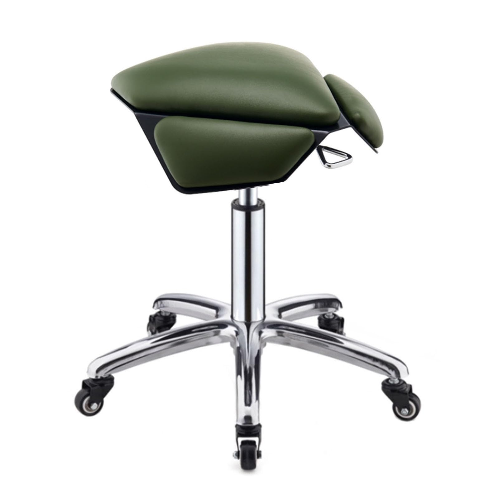 OZBMA Ergonomic Saddle Stool with Adjustable Height, 360° Swivel & Locking Casters for Salon, Barber, Office or Home (Green)