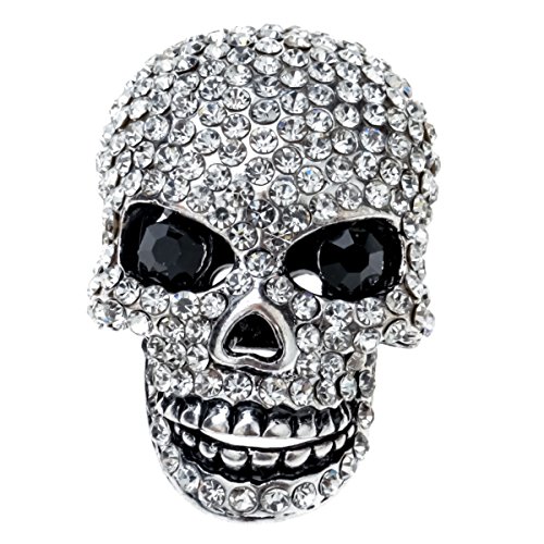 Szxc Jewelry Women's Crystal Skull Pin Brooch Biker Jewelry