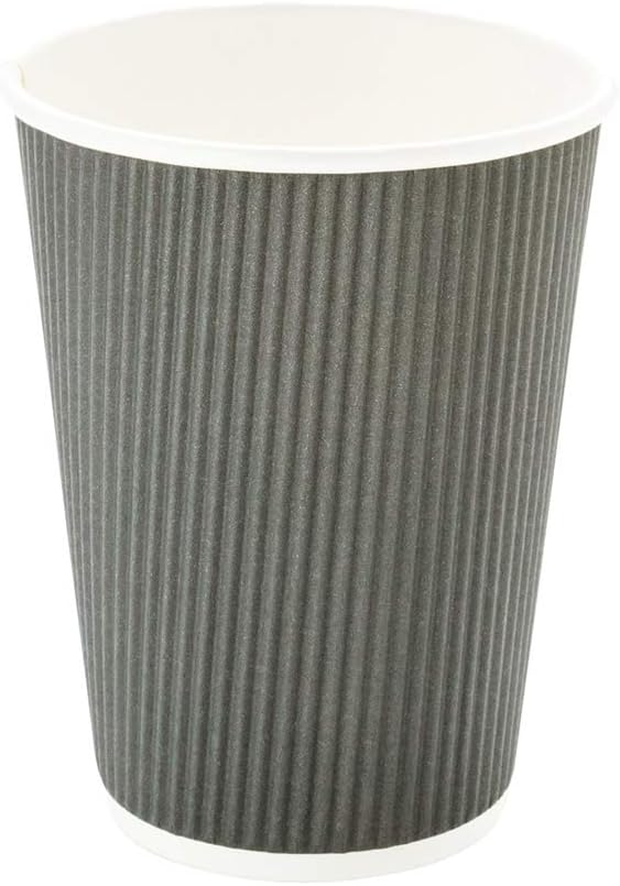 Restaurantware Ripple Wall Coffee Cups 25 Count 12 Ounce Insulated Gray Paper Cups, Rolled Rim Spill-Resistant Disposable Paper Non-Slip for Coffee, Beverages - Image 5