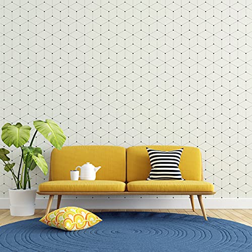 Image of DWELLSINDIA Geometric Self Adhesive Peel and Stick PVC Wallpaper Waterproof, Scratch Resistant, Laminated (41CM X 244CM, Off White, Matt)