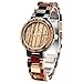 Bewell Holzuhr Damen,Bunte Multifunktions-Woche & Datum Mix Holz Handgefertigte Quarz-Armbanduhren Leichtes Einzigartiges Geschenk