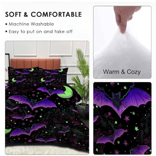 Edredón nórdico 260x230cm de microfibra violeta para cama de matrimonio en Halloween 6