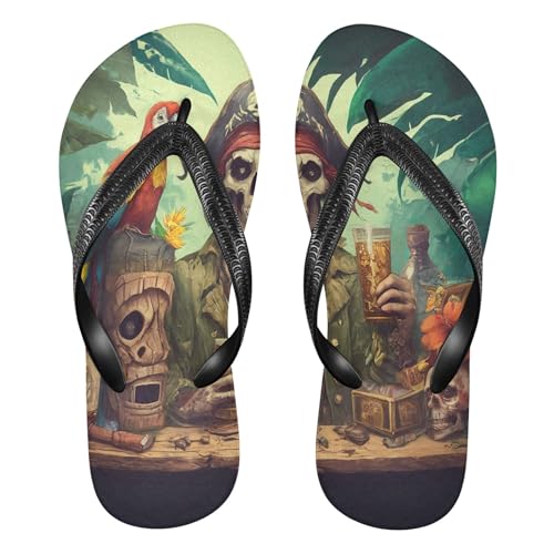 Burbuja Pirates Drinking Flip Flops for Women Men, Soft Thong Sandals Rubber Slippers for Pool Beach Essentials