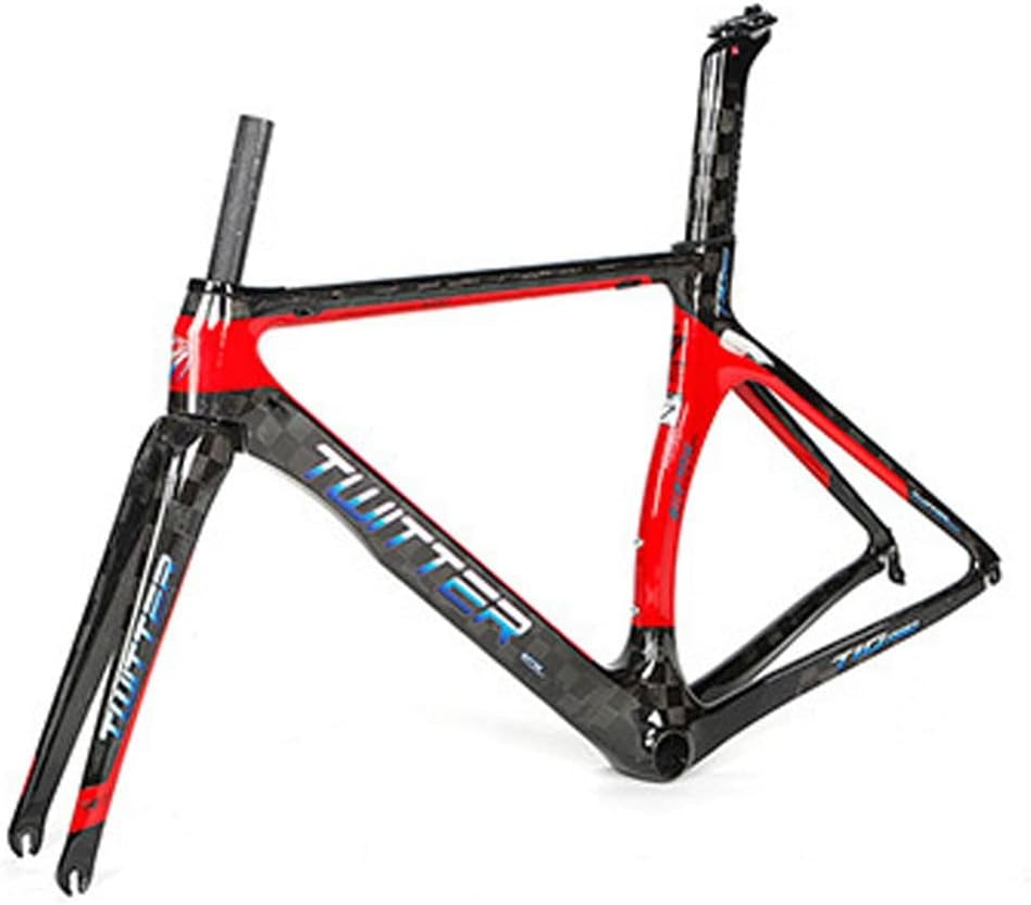 C Brake Road Bike Frameset Lightweight Carbon Racing Frame 46/48/50/52/54cm Internal Routing Wind-Breaking Frame QR 100/130mm(Yellow,50CM)