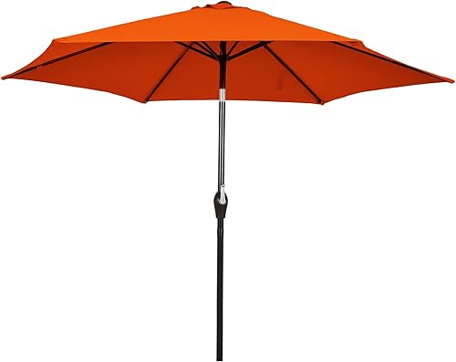 TANGKULA Sombrilla de patio de 10 pies, sombrilla de mesa de mercado al aire libre con botón de inclinación, manivela y 6 varillas resistentes,