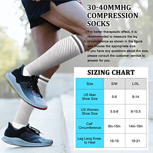 Image of 30-40mmHg Medical Graduated Compression Socks for Women&Men Circulation-Compression Stockings-Knee High Socks for Support,Hiking,Running