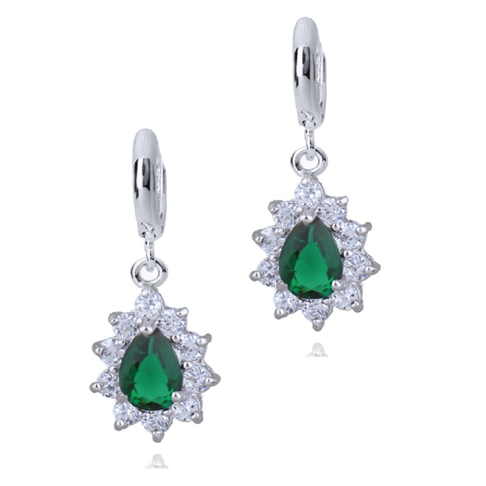 Crystalline Azuria Lágrima Pendientes colgantes con Caja 18ct Chapado en Oro Blanco con Zirconia Cristales para Mujeres y Niñas