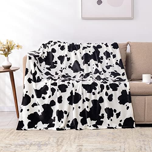 Yaning Cow Print Blanket, Soft Cozy Lightweight Blanket for