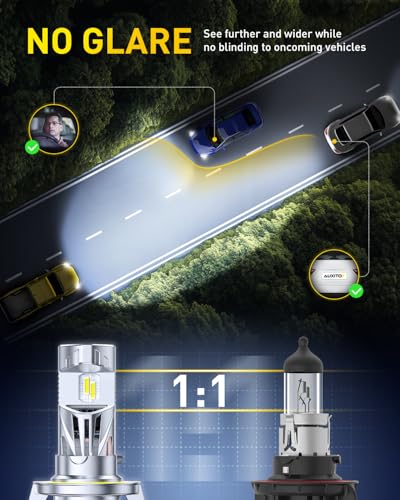 Image of AUXITO 9008 Bulb H13 Bulbs, 80000LM Brighter Ultra-Bright, Plug N Play, Long Lifespan, No Flicker, 99% Compatibility, 2PCS