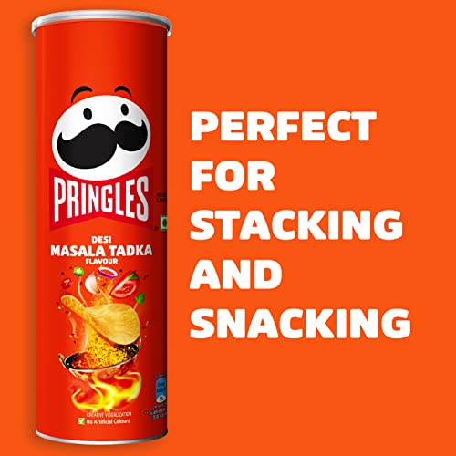 Image of Pringles Sour Cream & Onion Flavour | Potato Chips | Crispy Snack | Crunchy Snack food for Movies, Games & More | On-the-Go Can | Pack of 6 | 107g * 2