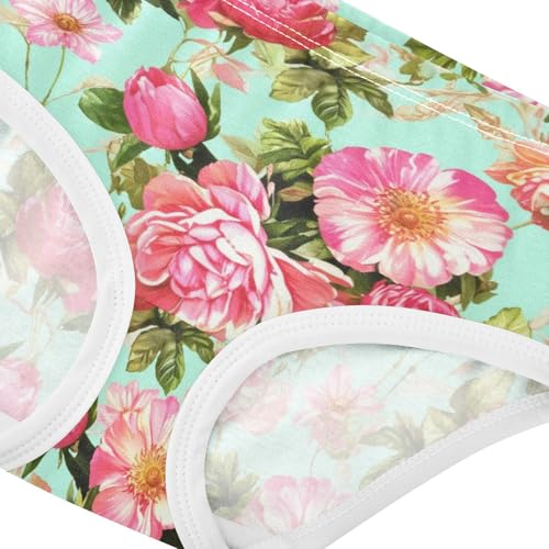 Joisal Vintage Pink Flowers Green Girls Underwear Toddlers 2t Cotton Panties for Girl Funny Briefs Kids Undies4