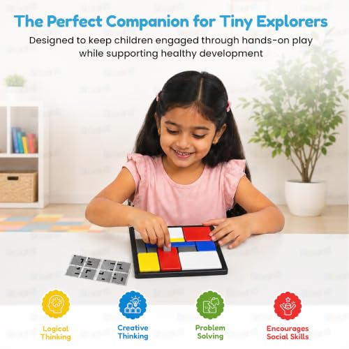 Image of Kidology Color Block Logic Puzzle Game for Kids 3+ Years | Brain Teaser Board Game for Adults with 88 Challenge Cards | 4 Difficulty Levels | STEM Learning Toy for Focus, Reasoning & Problem Solving