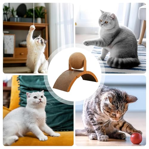 Bola de rascado para gatos que evita arañazos en sofás con madera 5
