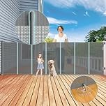 Extra Tall Retractable Baby Gate for Baby, 300 * 105 cm Retractable Stair Gate Long Dog Gate Extra Wide, Stair Gates for Dogs, Safety Gate Reinforced Mesh Pet Gate for Doorways/Indoor/Outdoor