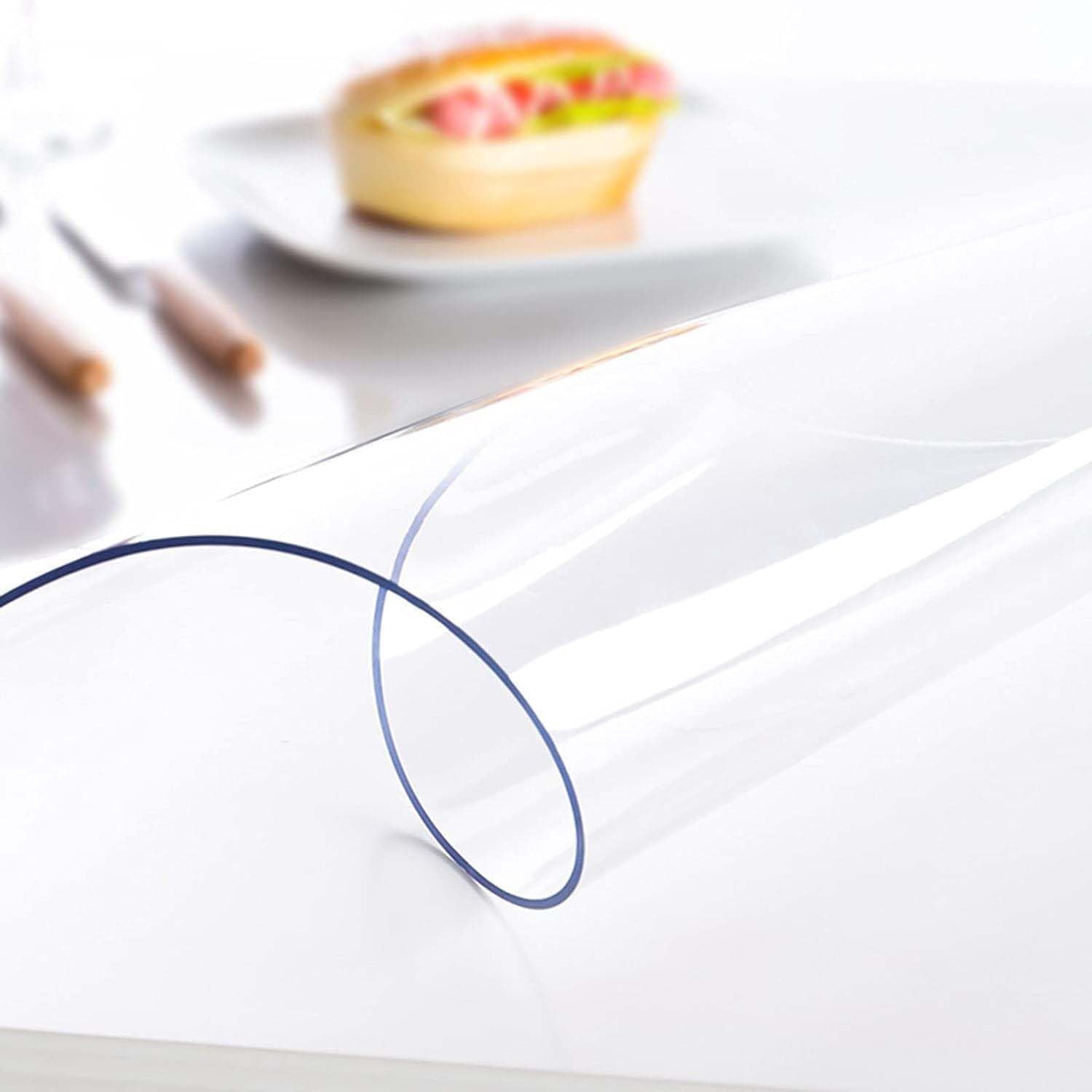 Ffsaacol Rectangular Clear Table Cover Protector, Waterproof Heavy Duty PVC Table Pad Non-Slip Heat Resistant, Plastic Transparent Tablecloth Protector 3mm, 40x110cm/16x43in