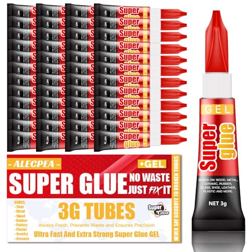 Image of 3 Gram (Pack of 48) Single use Super Glue Gel, Super Fast, Thick & Strong Adhesive Superglue, Cyanoacrylate Glue for Hard Plastics, DIY Craft, Ceramics, Frame, Leather, Metal Etc