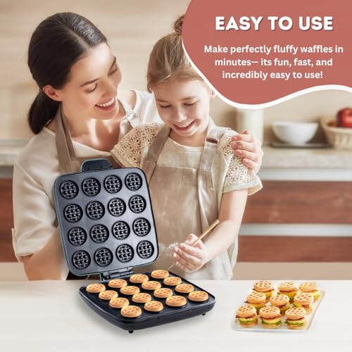 16 máquinas de fazer waffles, superfície antiaderente de aquecimento rápido, simples e fácil para casa e restaurantes, pequenos pedaços para crianças, perfeito para o pequeno-almoço, sobremesas e - Imagem 4