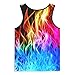 Linnhoy Colorful Tanks Tops for Boys Kids 3D Printed Fire Graphic Sleeveless Shirts Unisex Girls Novelty Fashion Vest Undershirts 6-8 Years