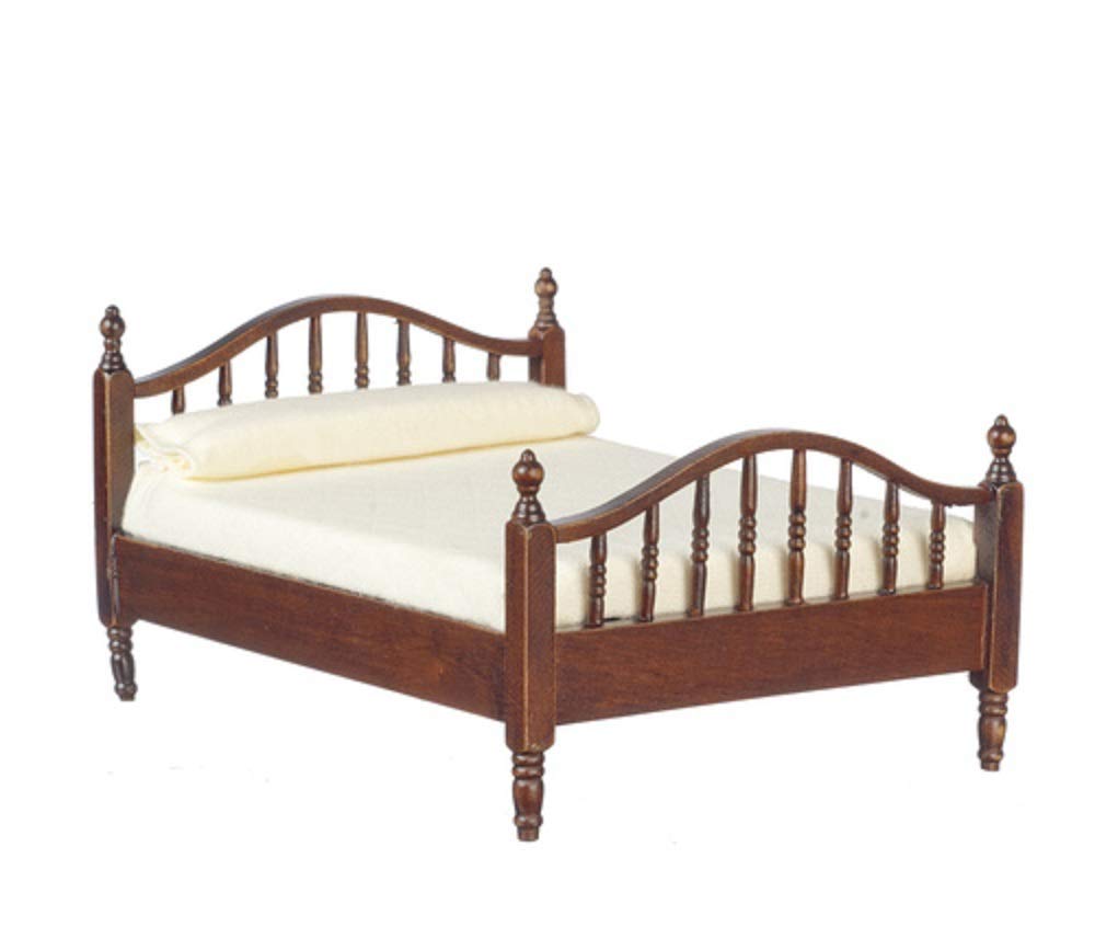 Melody Jane Casa delle Bambole Rovere Scuro Legno con Cornice Letto Matrimoniale Miniatura 1:12 Mobili Camera da Letto