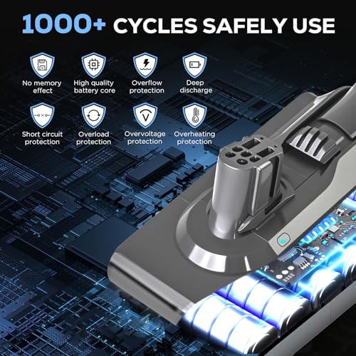 Image of Batryuic Upgraded 6000mAh V12 Battery Compatible for Dyson V12 Detect Slim Vacuum Cleaner for Dyson V12 Battery Replacement Replace Pt No. 965470-01, SV20, SV26, SV30, SV34, SV35, SV46