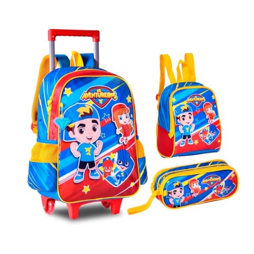 Kit Mochila de Rodinha, Lancheira e Estojo Os Aventureiros AV2794K - Kit Escolar Completo, Volta Às Aulas