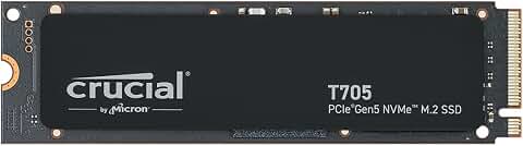 Crucial T705 SSD 1To PCIe Gen5 NVMe M.2 SSD Interne Gaming (Nouveau 2024), Jusqu’à 13.600Mo/s, Microsoft DirectStorage, Rétrocompatibilité PCIe 3.0 et 4.0, Disque Dur SSD - CT1000T705SSD3