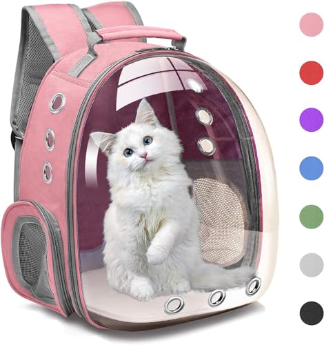 Image of The Pets Company Transparent Capsule Breathable Airline-Approved, Ventilate Carrier Backpack for Travel, Hiking and Outdoor for Cats & Kittens - Pink