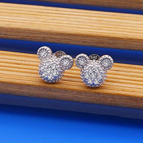 Classic Women's 100% 925 Silver Earrings - Matte Mickey Stud Earrings - Italian Silver Earrings For Girls - Not Allergic Jewelry - 0.3''0.4'' #TOP6