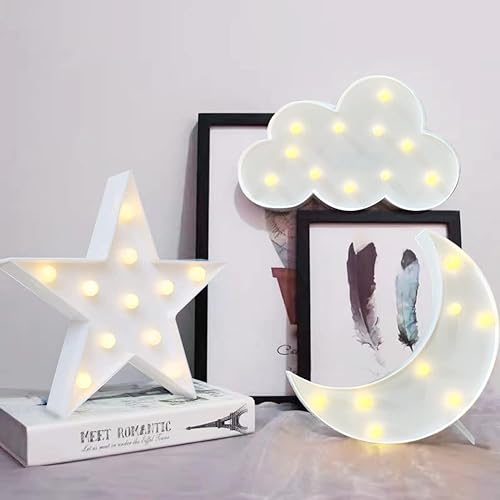 ZUOKEMY 3 luces LED decorativas de luna creciente y nubes que se pueden colgar en la pared, luz de habitación de niños, adecuada para fiestas de
