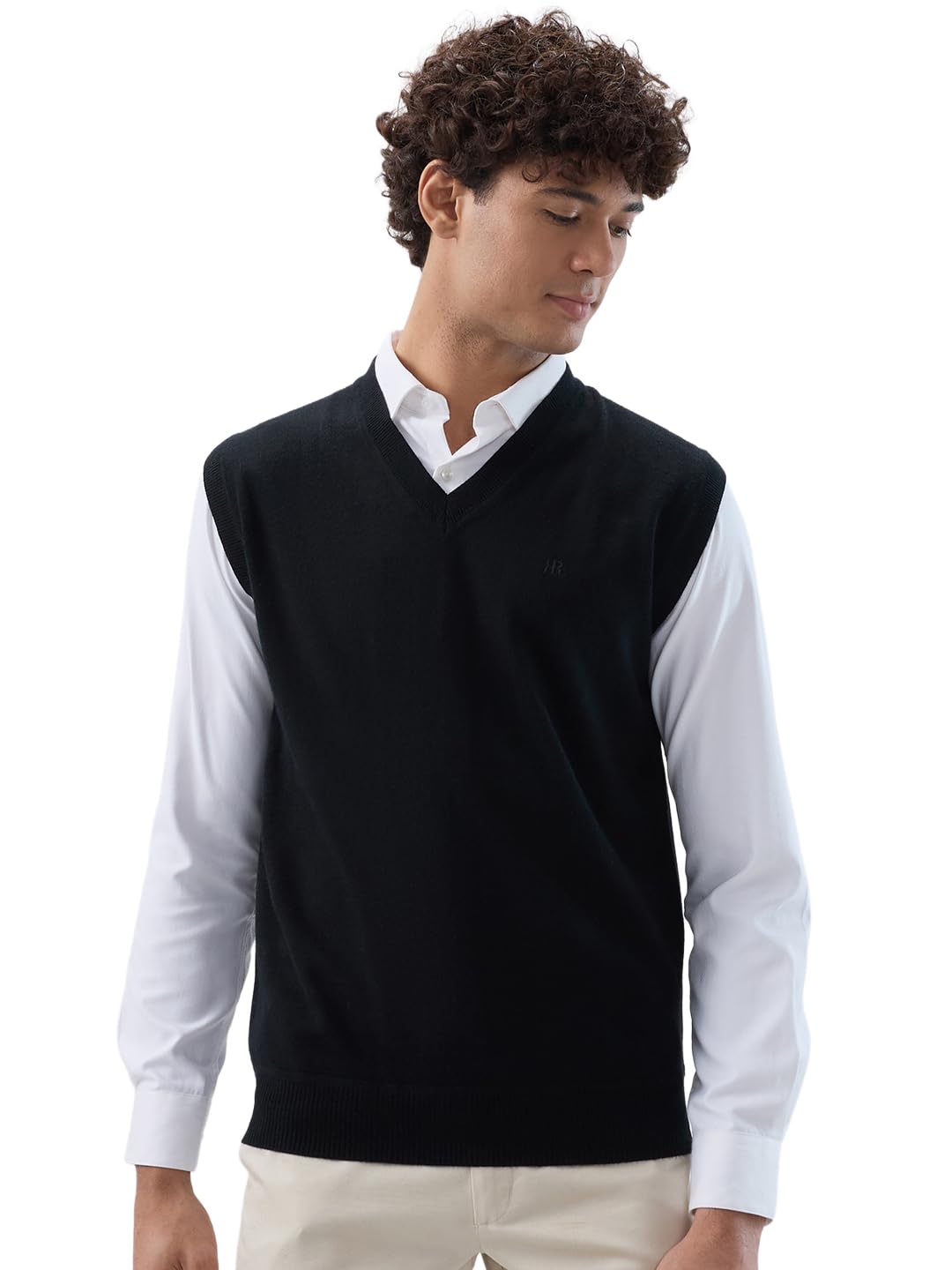 raymond Men Regular Fit Solid Pattern Marino Wool Acryalic Blend Sleeveless V Neck Casual Winter Wear-picture-16