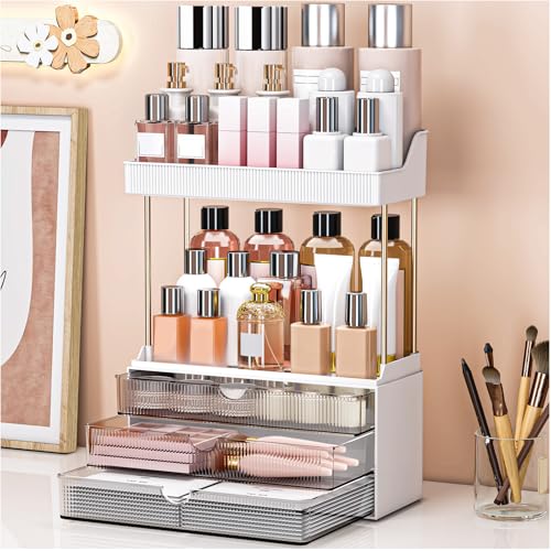 caktraie Bathroom Organizers and Storage - 3 Drawers 2 Tier