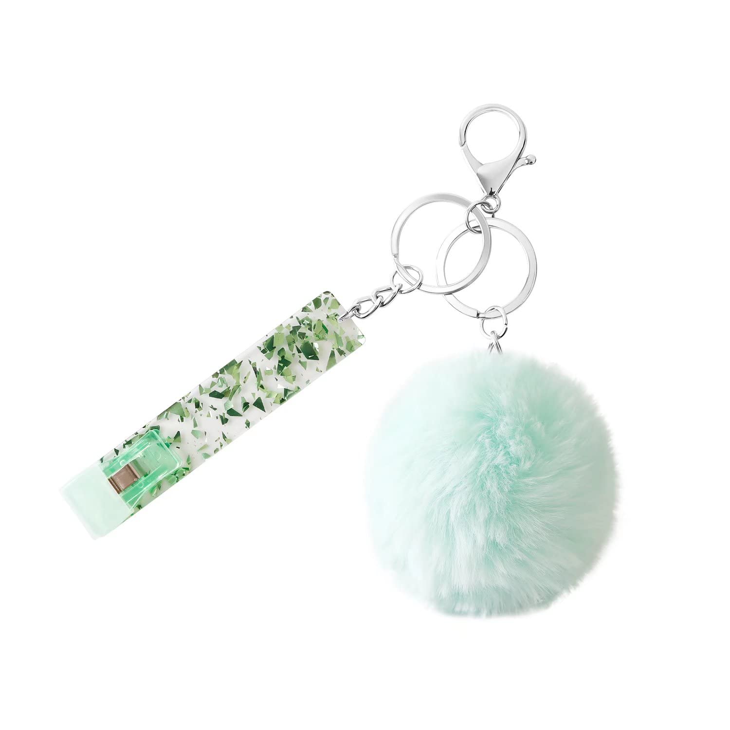 ZDHC Credit Card Puller Cute Acrylic Credit Card Grabber for Long Nails Debit Bank Card Clip with Pom Pom Ball ATM Grabber Keychain