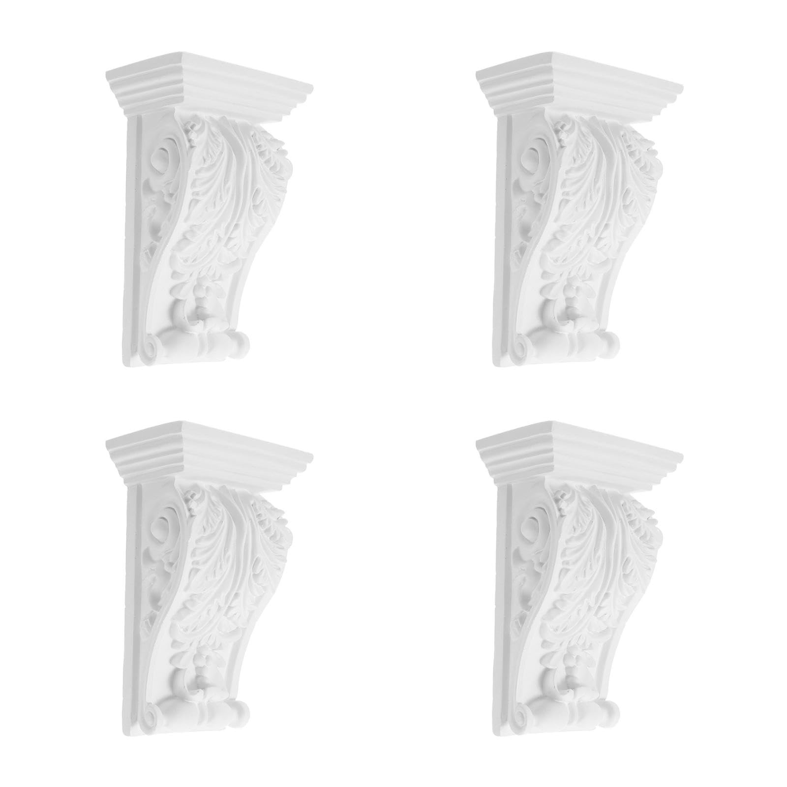 Hemobllo 4 Pack Decorative Corbels Onlay Applique Lightweight Carved Pu Corner Moulding Trim for Wall Ceiling European Style Ornate Coving for Home Living Decoration 8.07X5.31X12.60In