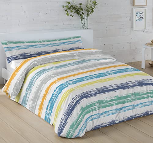 LEBENGOOD Juego de Funda Nórdica 50% Algodón para Cama 135x190/200 con Funda Almohada Funda de Edredón Colcha Sábana. Juego de Ropa Cama (Kibby Azul 135)