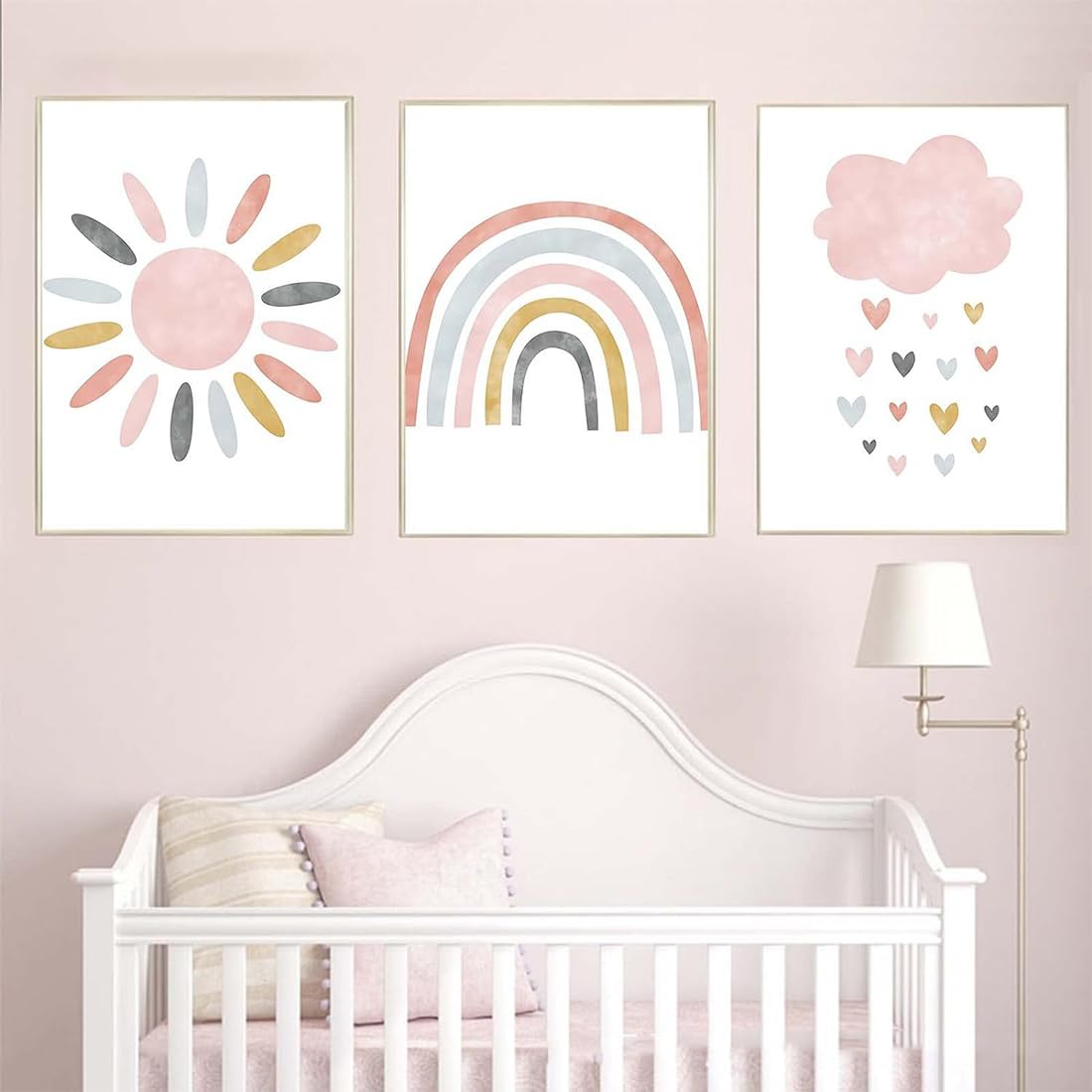 JEYORZY Set di 3 poster arcobaleno，Quadri Cameretta Bambino Poster Cameretta，decorazione per la cameretta dei bambini，formato A4
