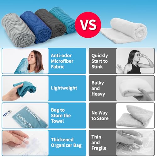 Image of YESLIFE 4-Pack Cooling Towels (40 inchx 12 inch), Cooling Neck Wraps, Ice Towel