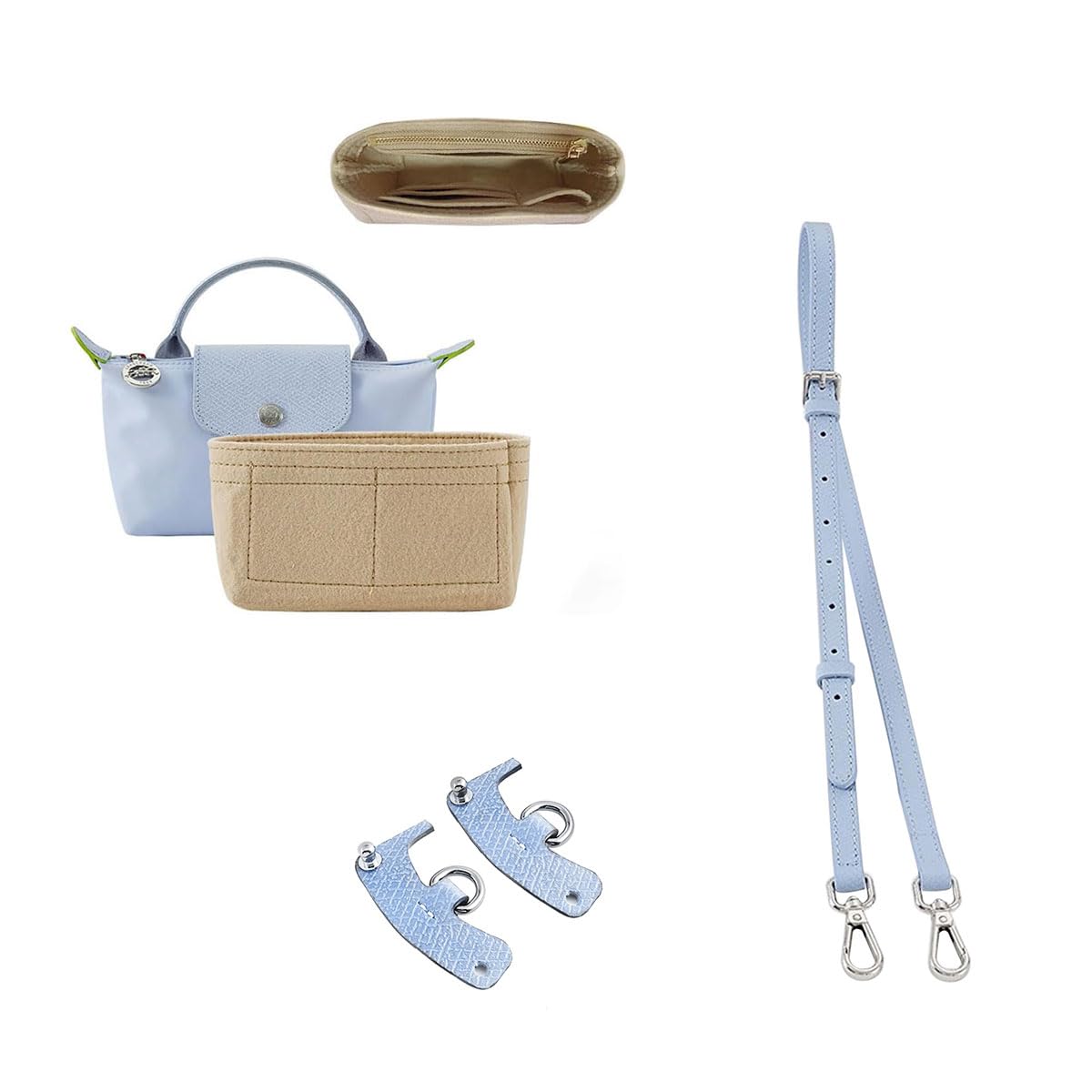 Chispee Bag Organizer for Longchamp Small Tote Bag Timid Bag bundle Bag Strap Set Leather Shoulder Strap Set