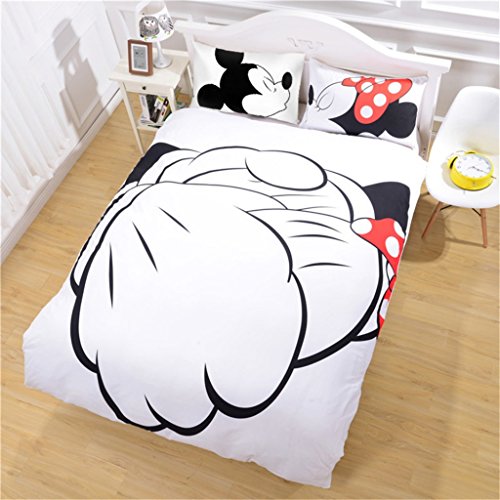 Haru Homie Microfiber Reversible Printing Mickey Mouse Couples Duvet Cover 3Pcs Bedding Set With Zipper Closure - Ultra Soft Lightweight And Easy Care, King #TOP1