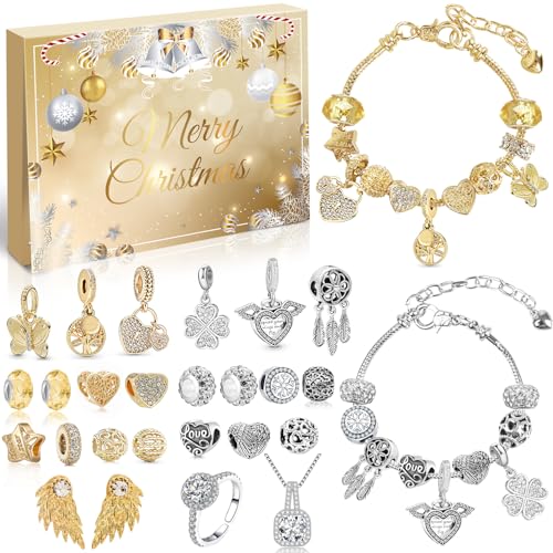 IZoeL Calendrier De L'Avent Bijoux 2024 – 24 Fenêtres Avec Colliers Et Bracelets, Cadeau Original Pour Femme, Mère, Fiancée