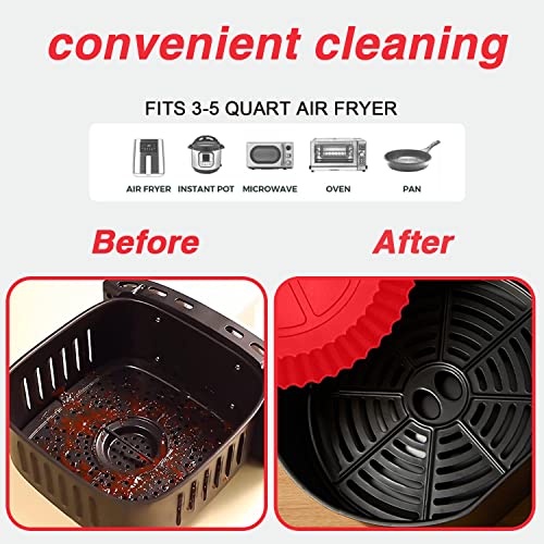 Ailun 2 Pack Air Fryer Silicone Liners Pot, 8 Inch Replacement Of Parchment Paper Liners, Non-Stick, Food Grade Reusable Air Fryer Baking Accessories (Red+Blue, Top 8 Inch, Bottom 6.5 Inch) #TOP2
