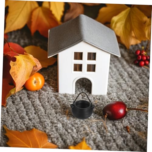Mini calderos Halloween de plástico UKCOCO con 20 piezas reutilizables para decoración compacta 7