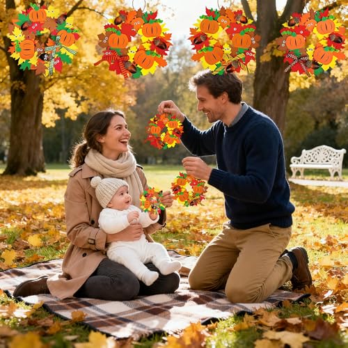 8er-Set Herbst-Bastelsets für Kinder – Kürbis-Kranz-Deko aus Filz – Bild 3