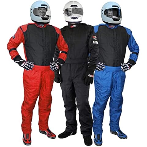PROFOX-501NX - One-Piece 2-Layer Nomex Driver Auto Race Suit SFI 3.2A/5 (Black, Medium) Cover
